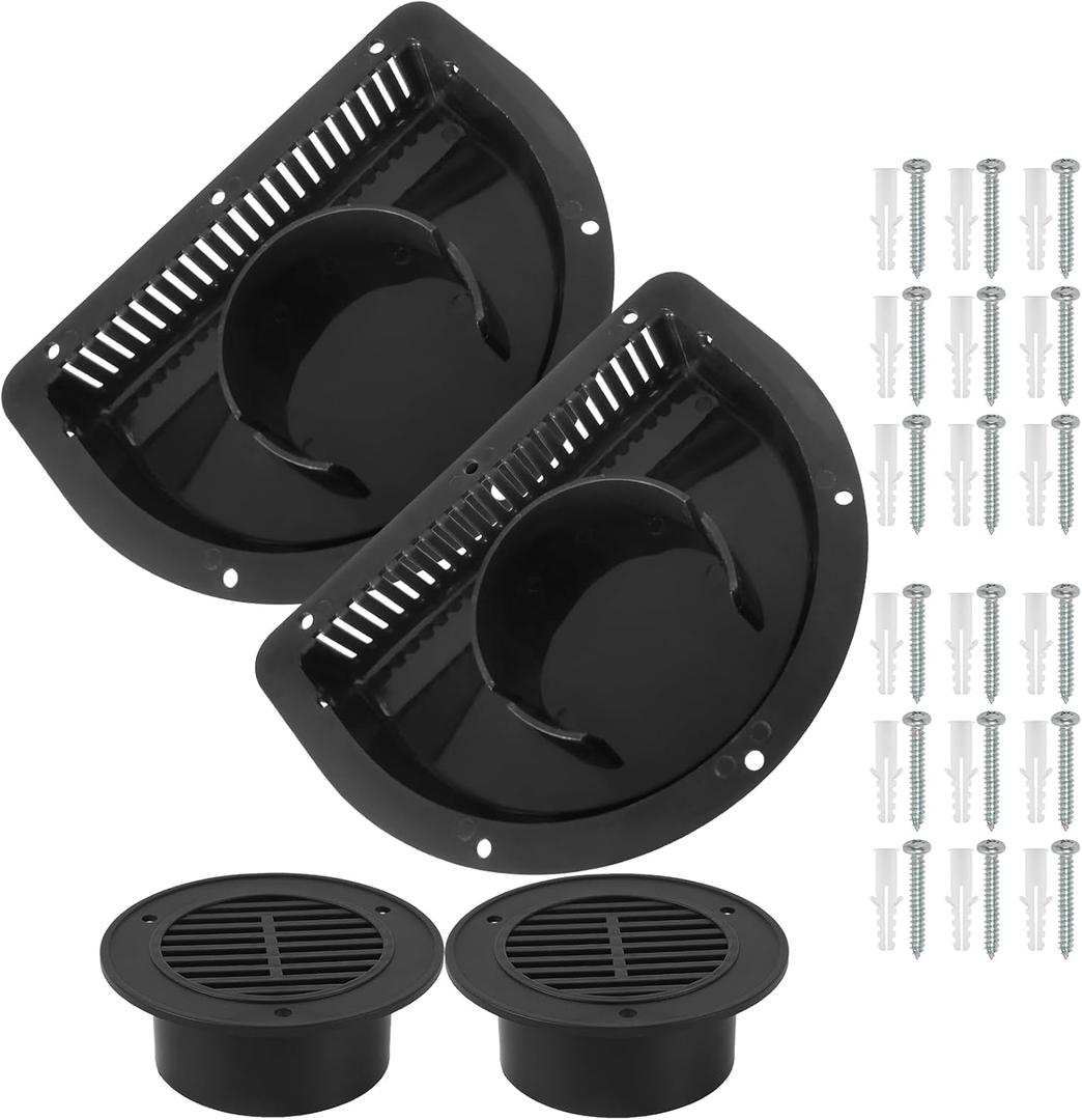 Calvana 2 Pack RV Vent Covers, Universal Side Vent Cover for Trailers, Trucks, and Cargo Enclosures (Black)