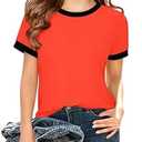 ZDC Girls Athletic Shirts Kids Summer Short Sleeve Workout T Shirt Quick Dry Tops Color Block Gym Yoga Tee Bright Orange, 11-12 Years old