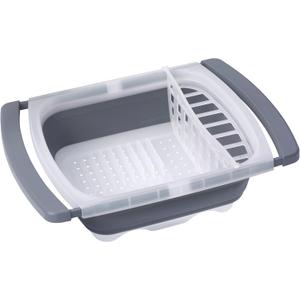 PrepWorks Collapsible Dish Drainer - Space-Saving, Expandable Dish Rack for Drying Plates, Cups, and Kitchen Utensils, Extends from 16.5" to 26.75" to Fit Over Most Sinks
