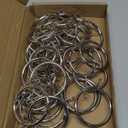 Hotop 30 Pcs Metal Drapery Curtain Rings 0.98/1.26/1.65 inch Interior Diameter and 30 Pcs Hanging Curtain Drapery Pin Hooks for Window Door Shower(42 mm,Silver)