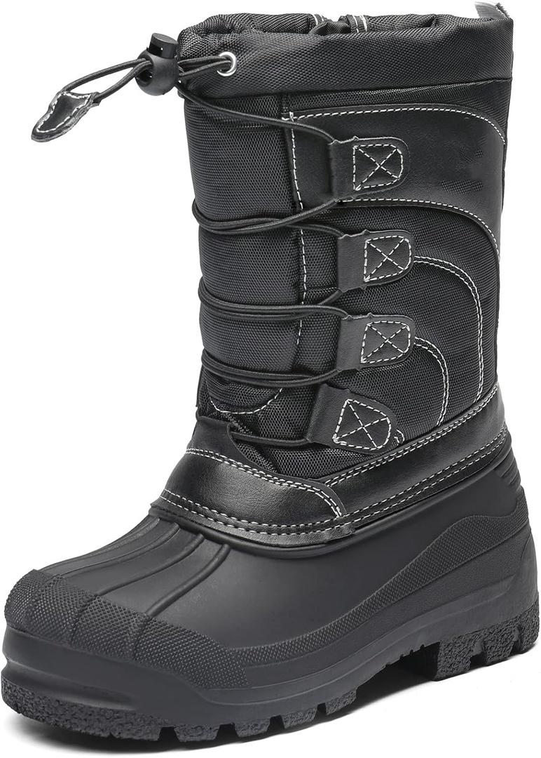 DREAM PAIRS Boys Girls Snow Boots Waterproof Outdoor Warm Cozy Anti-Slip Mid Calf Faux Fur Lining Winter Shoes for Little/Big Kids (10 Toddler, Black)