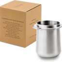 CREMA Coffee Products 54mm Dosing Cup | Compatible with Breville Portafilters etc |Durable 100% Stainless Steel|Built-In Grinder Tab for Easy Transfer|Sleek, Mess-Free Design|Brushed Silver Finish