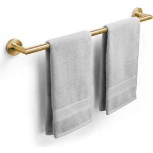 Bathroom Towel Bar 24 Inch Towel Rack Wall Mount Bath Towel Holder Modern Towel Rod Gold Bath Towel Hanger Stainless Steel Brushed Brass Bathroom Accessories Towel Rail Single Towel Bars Brushed Gold