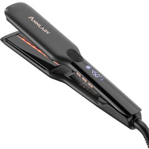 Hair Straightener, 1.75 Inch Flat Iron with Infrared and Ionic Technology, Titanium Plate with Ceramic Coating Dual Voltage Straightener with Heat-Resistant Silicone for All Hair Types