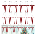 Pack of 3, Moxweyeni 12 Pcs Christmas Bow Shower Curtain Hooks Decor Red Vintage Velvet Knot Bows Shower Curtain Hooks for Christmas Metal Bathroom Decoration