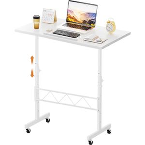 GTRACING Standing Desk Adjustable Height & Tiltable Tabletop, 32 Inch Portable Desk for Home Office Stand Up Work and Walking Pad Treadmill, Small Mobile Computer Table for Laptop, White