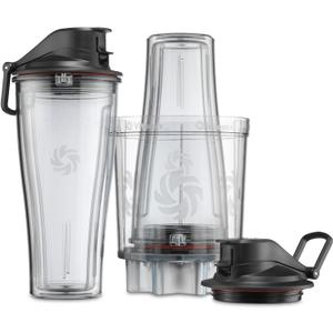 Vitamix Personal Cup Adapter, BPA-Free, Dishwasher Safe, Two 20oz Cups, Two Lids and One Adapter, Clear