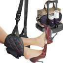 3 in 1 Airplane Footrest Foot Hammock with Luggage Cup Holder & Suitcase Strap to Relax Your Feet and Free Hands, Travel Essentials, Black