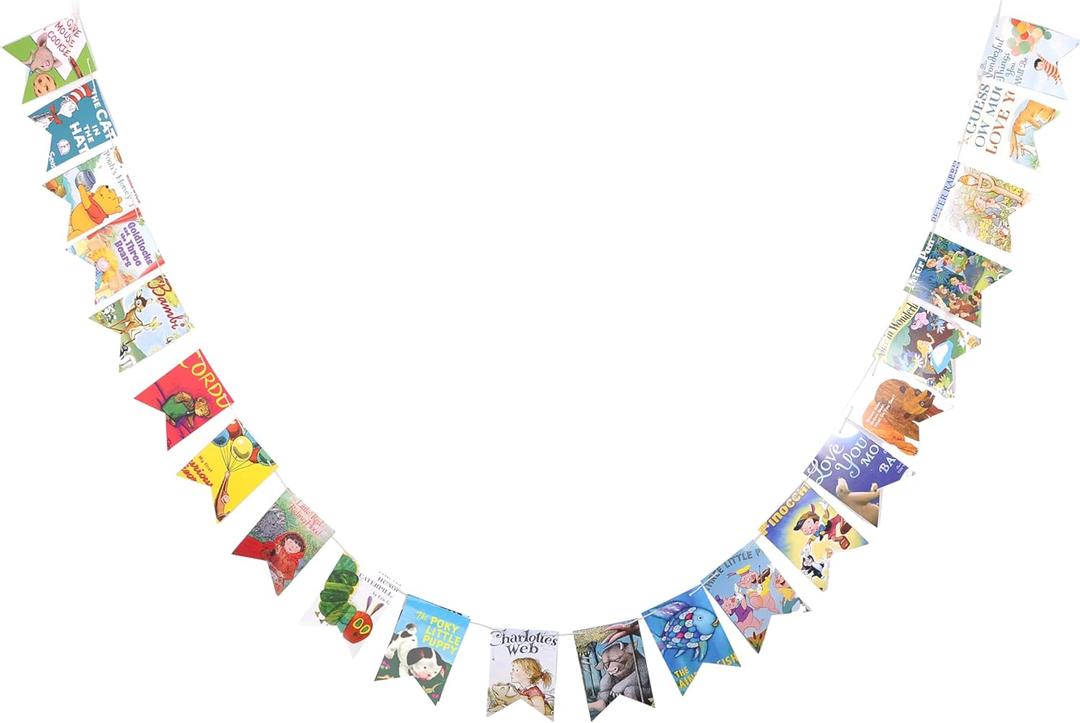 Book Garland  Vintage Book Pages String Decoration  22 Pieces Perfect for Book Lovers, Kids Room Decor, Themed Parties, Comic Story Party Banner, Home, Library (Print Type, Single-Sided Printed)
