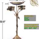 33.5 "H Metal Bird Bath for Outside with 4-Bird Feeder & Cast Iron Base, BirdBaths for Outdoors,Garden Patio Decor for Yard