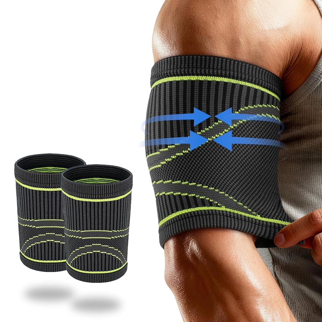 Bicep Tendonitis Brace for Pain Relief, (1Pair) Bicep Tendonitis Compression Sleeve for Muscle Strains Recovery, Arm Supports Sleeve for Workouts, Size S
