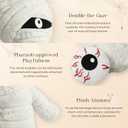 Phantoscope Happy Halloween Shaped Throw Pillow, Mummy Shaped Pillow with Magnetic Eye, Soft Sherpa Fleece Embroidery Halloween Decorative Cushion for Couch, White 29.5 x 14 in