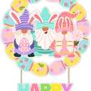Happy Easter Spring Decor Sign for Home Room Wooden Wreaths Decorations, Funny Spring Gnomes Decorations for Home Room, Easter Gifts for Women Men Rabbit Lover