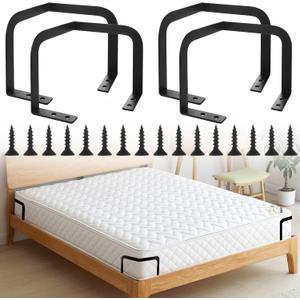 4PCS Metal Mattress Slide Stopper, Mattresses Retainer Bar for Adjustable Beds, Non Slip Mattress Gripper, Mattresses Stabilizer, Prevents Mattress Sliding for Bedroom Bed Frame