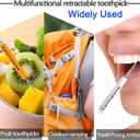 Portable Titanium Toothpicks,Retractable Toothpicks Reusable Pocket Metal Toothpick with Stainless Steel Toothpick Holder Keychain Telescopic Toothpicks (3 Pieces)