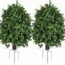 QIANYUN Boxwood Topiary Bush Artificial Shrubs for Outdoors, Artificial Boxwood Topiary Ball Tree, UV Resistant Evergreen for Front Porch, Garden, Yard & Balcony Decor