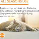 K&H Pet Products Bolster Heated Cat Bed for Indoor Cats, Thermo-Kitty Fashion Splash Orthopedic Foam Heated Pet Bed for Large Cats, Dogs, Waterproof Pet Heater, Safety Listed - Large 16 X 22in Blue