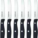 Farberware Triple Riveted Steak Knife Set, 6-Piece, High-Carbon Stainless Steel Knife Set, Razor-Sharp Steak Knife Set with Fine Edge Blades, Black (4.5")