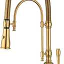 Copper Kitchen Faucet, Single Handle, 360 Swivel High Arc Kitchen Sink Faucet, Gold Pull Down Kitchen Faucet Solid Brass Handle