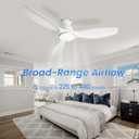52" White Low Profile Ceiling Fan with Lights and Remote | Flush Mount, ABS Blades, Dimmable, 6 Speed, Quiet DC Motor, Timer, Modern, For Bedroom Living Room Farmhouse