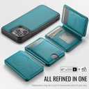 for iPhone 13 Pro Wallet Case Compatible with Magsafe, Magnetic RFID Blocking Card Holder Kickstand 2 in 1 Detachable Case for iPhone 13 Pro 6.1", Bluish Green