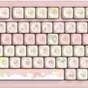 dagaladoo PBT keycap Set,MOA Profile keycaps Cute,Pink keycaps 60% 75% 100%,Dye Sublimation Keyboard caps,134 Key Custom Key caps for Gateron MX Switches Mechanical Keyboard