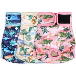 Female Dog Diapers - Premium Reusable Diapers for Doggie in Heat - Highly Absorbent Dog Diapers Female for Pet Incontinence with Adjustable Snaps Island, XXL (XX-Large(27.5"-33"Waist))