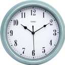 Topkey Silent Antiqued Finish Wall Clock Kitchen 9 Inch Retro Non-ticking Decorative Bedroom Office Wall Clock-Green