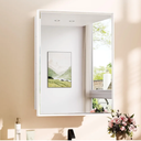 TokeShimi 21x27 Recessed Medicine Cabinet with Mirror Surface Mounted, Metal Beveled Mirror with Storage for Bathroom Vanity, Aluminum Alloy Medicine Cabinet Mirrored White