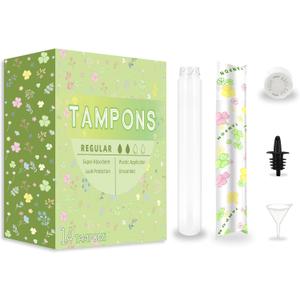 14 Pack Tampon Flasks for Liquor (21oz Total), Hidden Flask for Women, Hidden Alcohol ContainerPlastic Flasks for Nightclubs, Cruises and Sports Events-Includes Spout & Funnel (Green)
