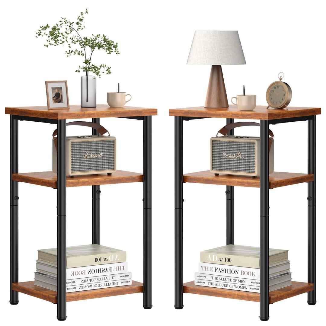 OLIXIS 3-Tier Small Side Tables for Small Spaces, Set of 2