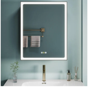 20''x28'' LED Lighted Bathroom Mirror Cabinet with Anti-Fog, Dimmable, USB Outlet & 3 Color Lighting – Black Frame Vanity Mirror with Storage