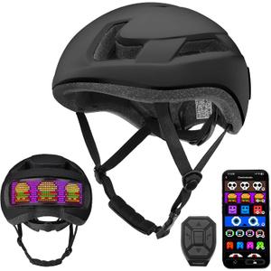 Smart LED Bike Helmet,App Control with Programmable Bicycle Helmet Back Taillight Screen, USB Rechargeable Lights, Turn Signals, DIY Display, Waterproof, Speedometer, for Men/Women Adults & Teens (Black)