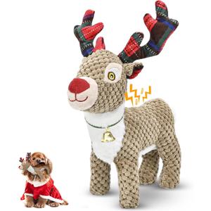 Christmas Dog Toys for Large Breed, Plush Squeaky Stuffed Animals Interactive Medium & Small Dog Toys, Funny Cute Puppy Toys, Dog Birthday Gifts for Dog Presents