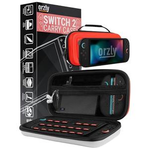 Orzly Case Compatible with Nintendo Switch 2 – Protective Travel Carry Case with Screen Padding, Game Card & microSD Slots, Zipped & Open Pockets for Accessories – 7.9" Gift Boxed