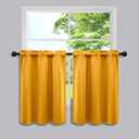 Mrs.Naturall Yellow Short Curtains 24 inch Length for Small Windows Rod Pocket Room Darkening Thermal Blackout Tier Curtains for Kitchen Girls Bedroom Bathroom 34 x 24 Inches Long Mustard Gold Yellow