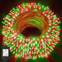 KNONEW Outdoor Christmas Lights 500 LED 197ft String Lights 8 Modes & Memory Fairy Light Plug in Waterproof LED String Lights for Xmas Yard Tree Wedding Decoration (Red and Green)