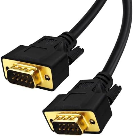 XANHAM 16 Feet(5 Meter) DB9 Straight Through 9 Pin RS232 Serial Cable Double Shielded, Metal Braided&AL-foil, Male to Male, Black, SC902S10MM