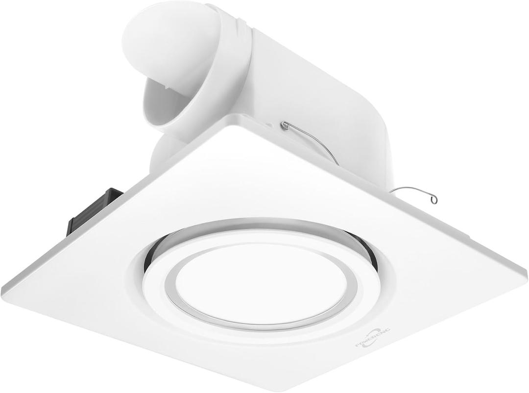 Bathroom Exhaust Ventilation with Light,164 CFM 0.7Sones Quiet Ceiling Mount Ventilation Fan,6000K 12W LED,White,110V Vent Fan Ceiling (6000K LED Light)