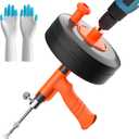 Drain Auger, Plumbing Snake With Drill Adapter, 35ft Heavy Duty Flexible Sink Steel Plumbing Auger Bathroom Hair Clog Removal Tool, Manual Or Powered - No auto retract or feed