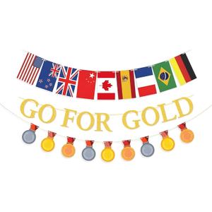 GO FOR GOLD Banner, KSKSPE Championship Trophy Banner for Sports Competition Themed Party Decorations, Hanging Streamer Backdrop Decor for Party Supplies (color-2)