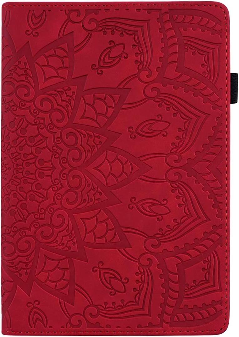 Case for iPad Mini 7 (A17 Pro) 2024 / iPad Mini 6 Case 2021, iPad Mini 6th Generation 8.3 inch PU Leather Cover Multi-Angle Viewing Folio Smart Case with Auto Sleep/Wake- Red