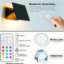 HEQIQEH Modern Style Battery Operated RGB Wall Sconces 2-Pack, Adjustable LED Cube Indoor Up and Down Wall Lamp with Remote Control, Dimmable Wall Lighting Fixtures for Bedroom, Hallway, Living Room