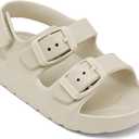 ChayChax Toddler Boys Girls Double Buckle Sandals Children's Adjustable Back Strap Water Sandal, 9 Toddler, Beige
