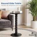 DUMOS Round Side Table, Modern Accent Living Room Stand with Solid Wood Leg, Small Drink Table for Bedroom, Corners and Office Black
