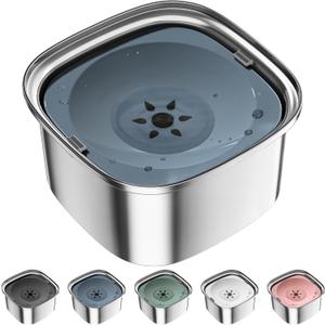 UPSKY 3L Dog Water Bowl 101oz Stainless Steel No Spill Large Capacity Dog Food Water Bowl Slow Water Feeder, Spill Proof Pet Water Dispenser Vehicle Carried Travel Water Bowls