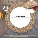 Kochorie Set of 12 Round Woven Placemats 15 Inch Bulrush Placemats Natural Handwoven Boho Rattan Wicker Table Mats for Farmhouse & Home Dining