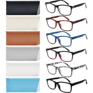 SIGVAN 6 Pack Reading Glasses for Women Men Blue Light Blocking,Spring Hinge Anti Eyestrain/Glare Computer Readers (6 Mix, 1.50)
