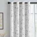 ChrisDowa 100% Blackout Floral Curtains 84 Inches Long 2 Panels for Bedroom Living Room Grey Flower Patterned Room Darkening Thermal Insulated Soundproof Grommet Window Treatments Drapes,52X84