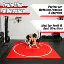 VELOVA Wrestling Mat BJJ Martial Arts Karate Boxing Judo MMA Jiu Jitsu Mats for Practice or At Home Gym, 9x9 Feet Shock Absorbing Grappling Sparring Thick Folding Matt Wrestling Gifts Men Boys